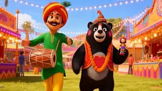 Kalu Madari Aaya | Hindi Rhyme for Toddlers | Dancing Bear Animation | NANU BABY SHOW
