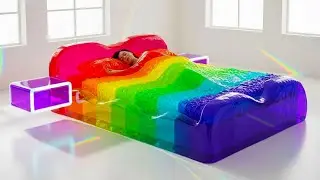 Which Rainbow Floating Bed Would You Choose? 🟣🌈✨ | Ultimate Oddly Satisfying AI ASMR