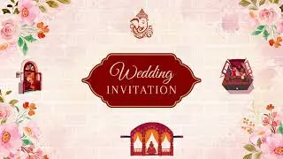 Pink and Red Illustrated Wedding Invitation Video