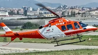 Leonardo AW109 Trekker helicopter departing from Sabadell Airport