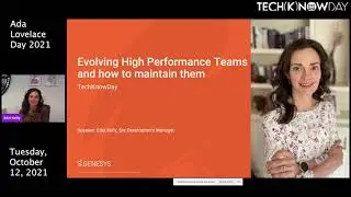 TECH(K)NOW Day on Ada Lovelace Day 2021- Edel Kelly - High Performance Teams & How to Maintain Them