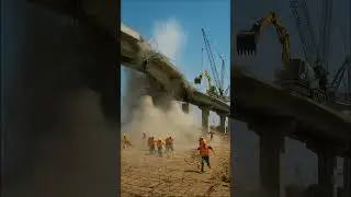 PURE PANIC as Bridge Collapses, Forcing Dozens of Workers to RUN FOR THEIR LIVES! 🏃&zwj;♂️ #chaos