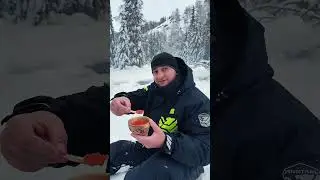 Caught fish 🐟 under the snowy layer. #choppingwood #food #survivalcooking #survival 