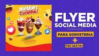 Como criar arte SOCIAL MEDIA para SORVETERIA [ PDS GRÁTIS ] | Tutorial Photoshop