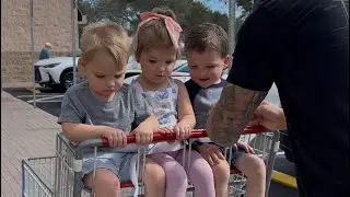 Costco with the triplet toddlers