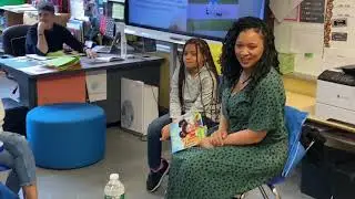 Casey Visits with 5th grade girls at an elementary school in Manhattan, NY