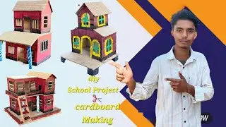 beautiful  😍  diy Cardboard  Making For School Project | 3 Modal House making 🔨ideas 💡 #viralvideo 