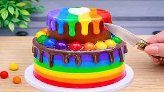 Рецепт радужного торта с шоколадной глазурью 🍰 Украшение миниатюрных тортиков ASMR | Мини-блаженство