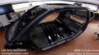 The born electric BMW i3 carbon fiber aluminum body frame at the BMW headquarters in New Jersey