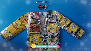 Traje o vestuario de reciclaje para niños/ Blazer o saco con envolturas de snacks