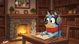 Bluey Lofi Winter 🎧 Deep Focus Study Ambience: Cozy Library & Writing Beats ✨
