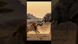 sher aur hathi lion and elephant trending short video #lion #shortvideo  #shorts