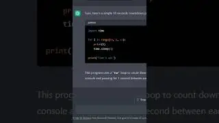 Asking from ChatGPT to write a 10 seconds countdown program using python