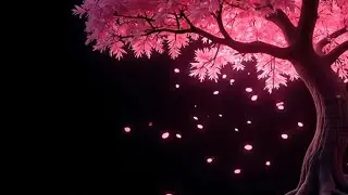 Glowing Cherry Blossom Tree Animation | Pink Leaves Falling Black Screen