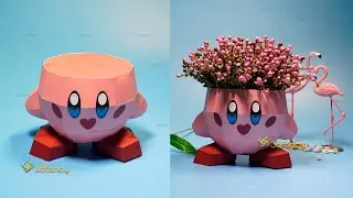 How to make Kirby Standing Planter 3D Papercraft - Free 3d svg for cricut projects