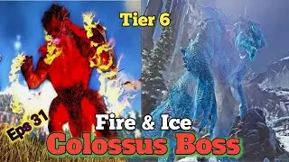 Ice & Fire Colossus Tire 6 Boss Fight #ark #arkprimalfear #arkprimalfearinhindi #arkprimalfearinsolo