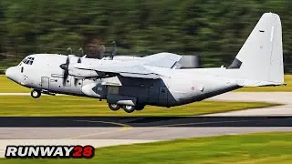 Large Formation Take-Off at Eindhoven; C-130 Hercules & CASA C-295M