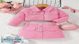 Baby Girl Flap Detail Denim Jacket & Paperbag Waist Skirt SHEIN Review