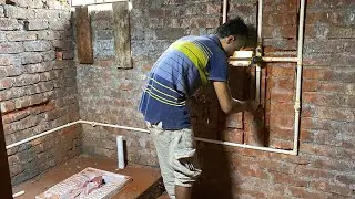 Wall Cutting For Bathroom Diverter Fitting Conceal Shower Mixer install | Bathroom Plumbing Wiring