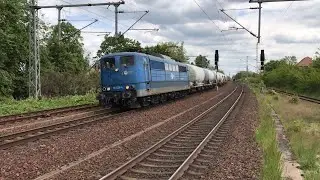 EGP BR 151 025-4 als Kesselzug durch Werder (Havel) mit Handgru&szlig; und Makro