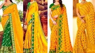 💛💚Green yellow Combination Saree Ideas || Yellow Green Saree Teej Special || Nisha Fashion Ideas
