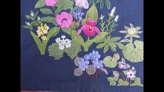 「春の山野草刺繍ワンピース」前身ごろ　№2  “Spring Wildflower Dress”Front panel№2