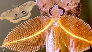 MASSIVE FURRY ANTENNAE OF A POLYPHEMUS MOTH