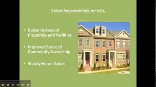 3 main responsibilities for HOA