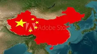 China Map with National Flag and Looping animation zoom in