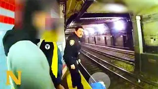 Hero Cops Risk Their Lives To Save Man On Subway Tracks