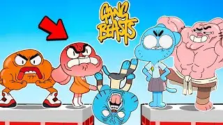 O INCRÍVEL MUNDO DE GUMBALL se Enfrenta GANG BEASTS! - Estevão, Milla e Milly #soporcausa