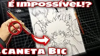 E impossível fazer Line Art com Bic!? [ Line Art do Midoriya Todoroki e Bakugou ]