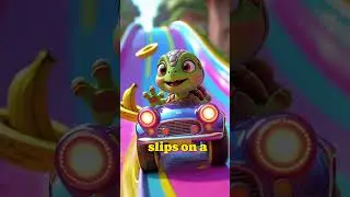 🐢💨 Turbo Turtle&rsquo;s Epic Race 🚗🌈🍌✨ #trending #disney #funny #animation #cartoon