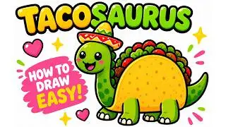 How to Draw TacoSaurus 🌮🦖 | Cute Dinosaur Taco Drawing for Kids Step by Step