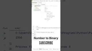 Convert Number to Binary using python #python #numbers #binary #codingtutorial