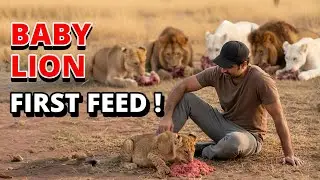 Lion Cub Meat for the First Time 🦁 | Emotional Feeding Moment ❤️🔥