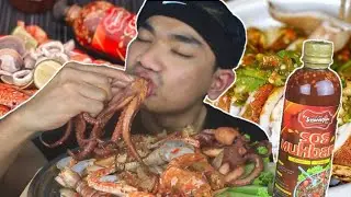 Mukbang Seafood 🐙🦀🦐 Ala Thai Memang Ekstrim (Mukbang Malaysia)