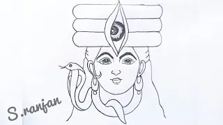 How to Draw Lord Shiva Face with Third Eye and Snake | Easy Shiva Drawing Tutorial 🙏 subscribe ❤️