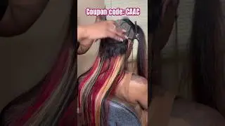 Mix Red Highlight&clubs;️&diams;️Skunk Stripe Color Dye & Closure Quick Weave Tutorial Ft.#ulahair