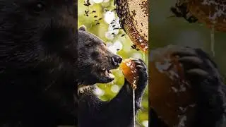 🐻🐝🍯Sun bear is eating bee honey.  #animalsai #wildlife #turtlewatching