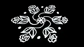 Simple 9x5 Flower Rangoli Design For Beginners | Easy Chikki Kolam