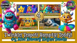 #5 Mini Nursery Rhyme Bundle | 4-in-1 Favorites | Sing-Along Songs | Magic Mini Monsters