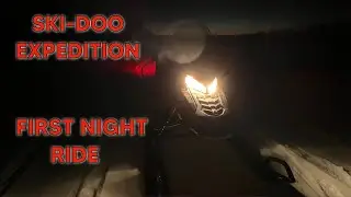 Ski-Doo Expedition 900 Turbo Night Ride After Snowstorm. Breaking Trail, Off Trail, Fields. Maine.