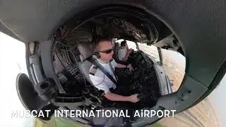 360 737 cockpit view Landing Muscat RWY26