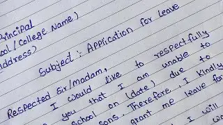 Write one day leave application l one day leave application for school | An application to principal