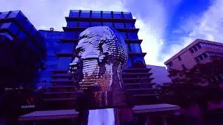 Franz Kafka's rotating head sculpture  Prague  Czech Republic