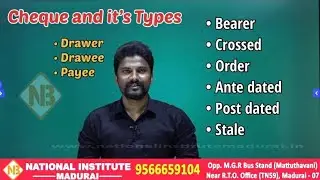 Cheque and it's Types in Tamil by Mr. Sridhar TJ