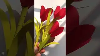 paper tulip 🌷 #ytshorts #diy #flowermaking #craft #gift #tulips #redflower