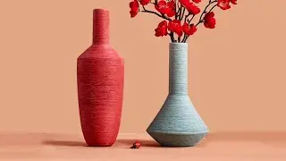 Paper mold flower pot making with cement Easy Cement tree pot white cement flower vase