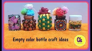 Empty color bottle craft ideas |Best out of waste |acrylic paint bottle craft |